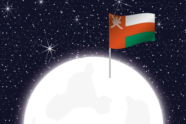 Ilustracja księżyc z Flaga Omanu — Zdjęcie stockowe