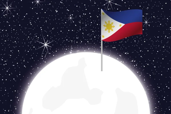 フィリピンの旗との月面図 — ストック写真
