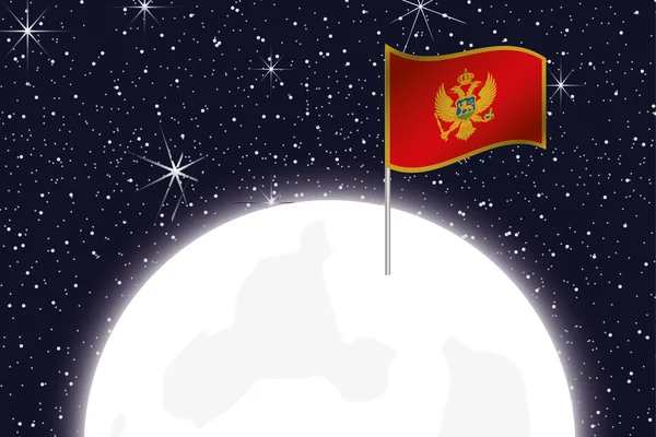 Moon Illustration med flaggan i Montenegro — Stockfoto