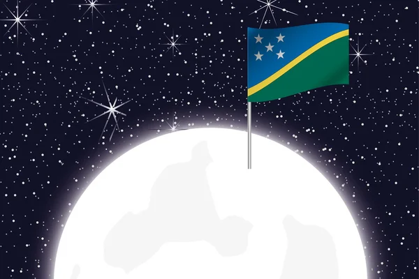 索罗门群岛国旗与月亮图 — 图库照片