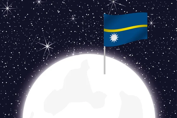 与瑙鲁的旗子的月球图 — 图库照片