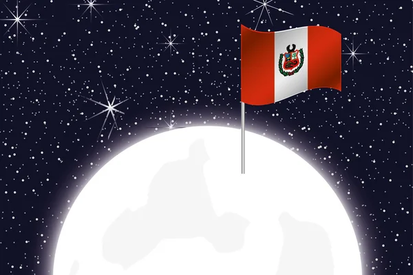 Afbeelding van de maan met de vlag van Peru — Stockfoto