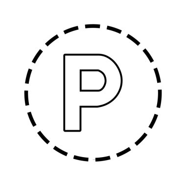 Simge anahat içinde noktalı bir daire - otopark