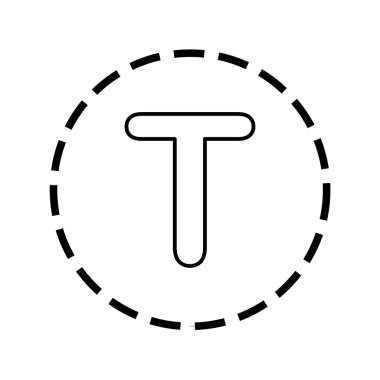 Simge anahat içinde noktalı bir daire - T