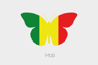 Mali bayrağı ile kelebek
