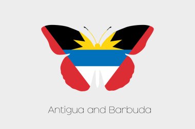 Antigua ve Barbuda bayrağı ile kelebek