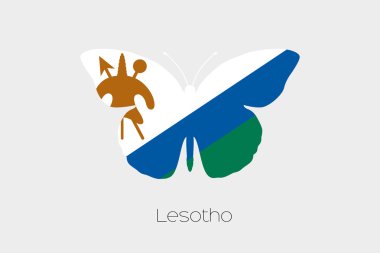 Lesoto bayrağı ile kelebek