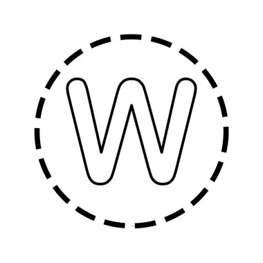 Simge anahat içinde noktalı bir daire - W