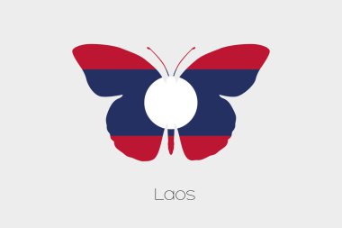 Laos bayrağı ile kelebek