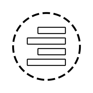 Simge anahat içinde bir noktalı çember, Sağa Hizala