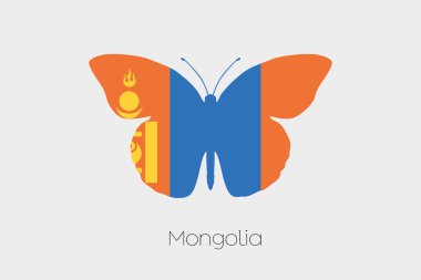 Moğolistan bayrağı ile kelebek