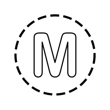 Simge anahat içinde noktalı bir daire - M