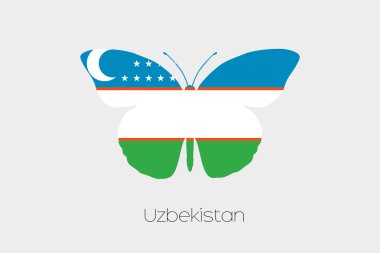Özbekistan bayrağı ile kelebek