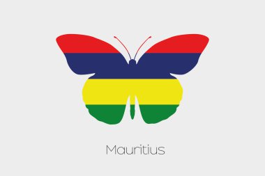 Mauritius bayrağı ile kelebek