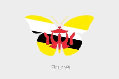 Brunei bayrağı ile kelebek