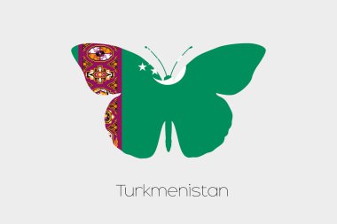 Türkmenistan bayrağı ile kelebek