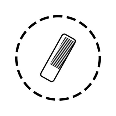 Simge anahat içinde noktalı bir daire - saç fırçası