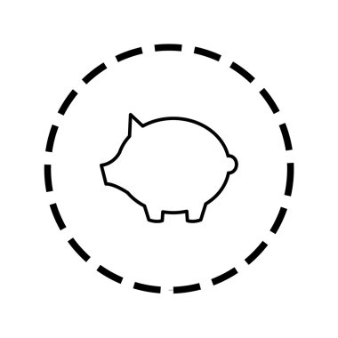 Simge anahat içinde noktalı bir daire - kumbara