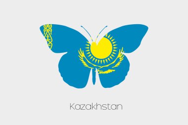 Kazakistan bayrağı ile kelebek