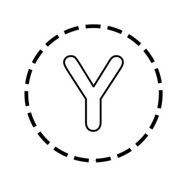 Simge anahat içinde noktalı bir daire - Y