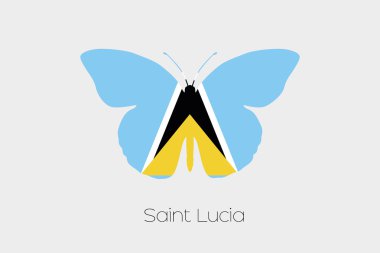 Saint Lucia bayrağı ile kelebek