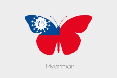 Myanmar bayrağı ile kelebek