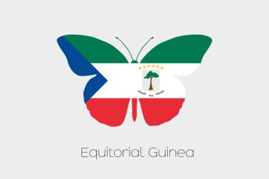 Equitorial Gine bayrağı ile kelebek