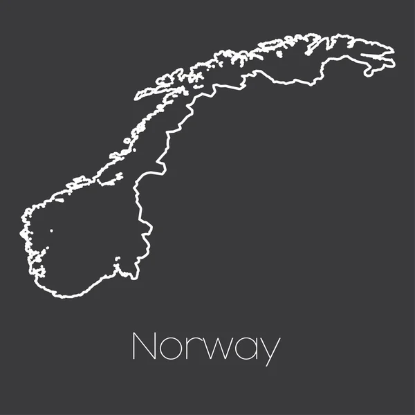 Mappa del paese di Norvegia — Vettoriale Stock