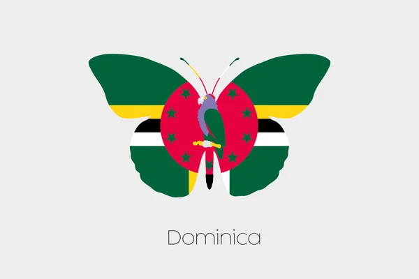 Butterfly with the flag of Dominica — Stock Vector