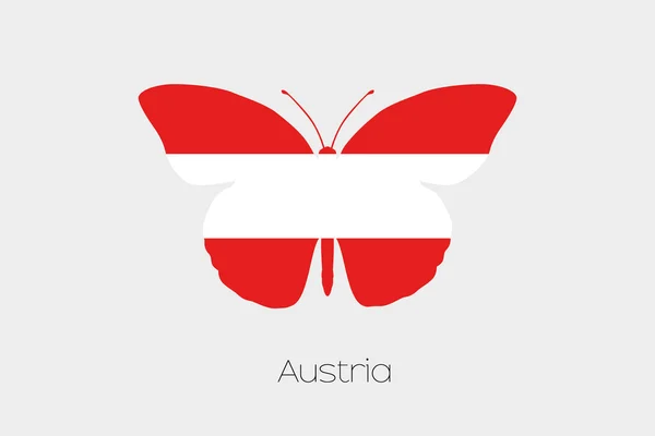 Borboleta com a bandeira da Áustria — Vetor de Stock