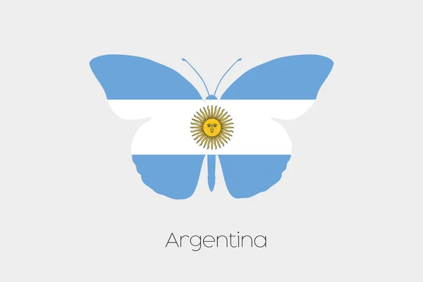 Farfalla con la bandiera di Argentina — Vettoriale Stock