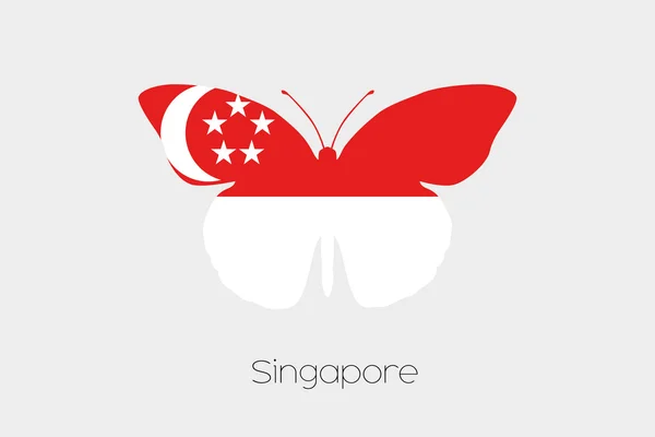 Fjäril med flaggan i Singapore — Stock vektor