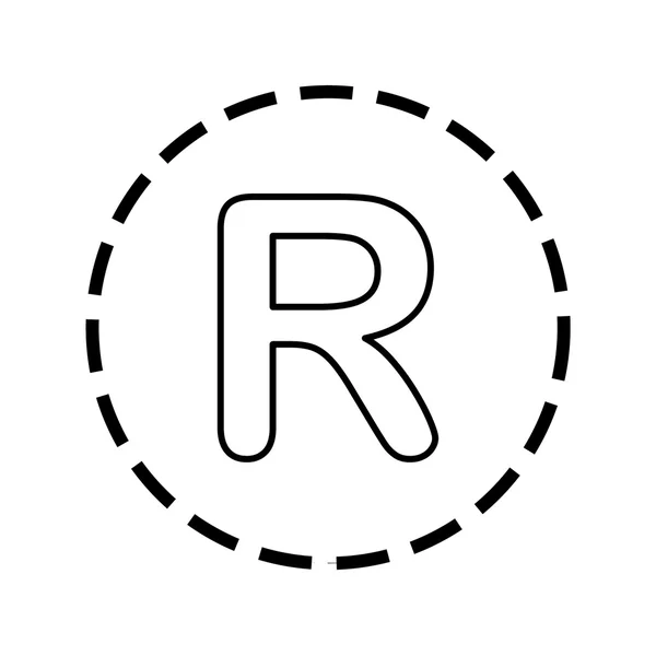 Ikonen disposition i en prickig cirkel - R — Stock vektor