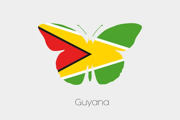 Farfalla con la bandiera di Guyana — Vettoriale Stock