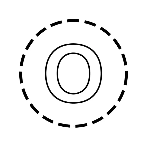 Symbolumrandung innerhalb eines punktierten Kreises - o — Stockvektor