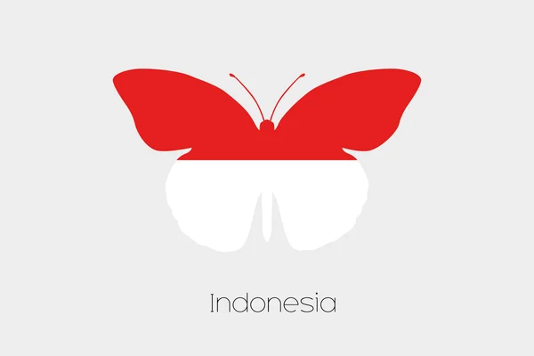Farfalla con la bandiera di Indonesia — Vettoriale Stock