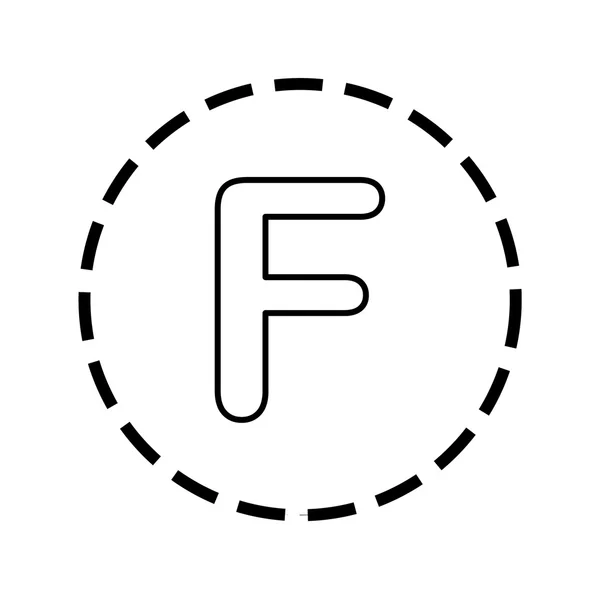 Symbolumrandung innerhalb eines punktierten Kreises - f — Stockvektor