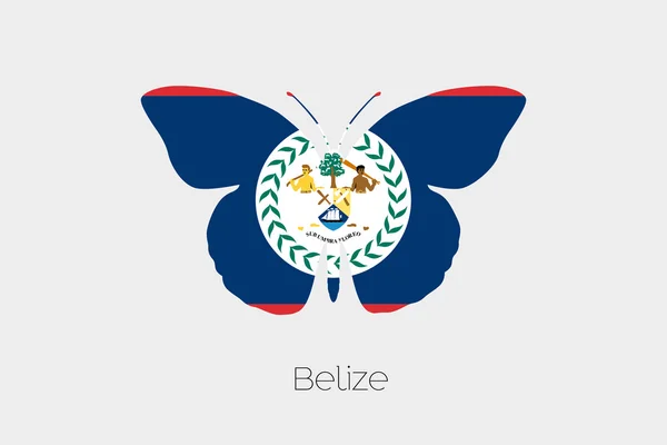 ผีเสื้อกับธงของเบลีซ — ภาพเวกเตอร์สต็อก
