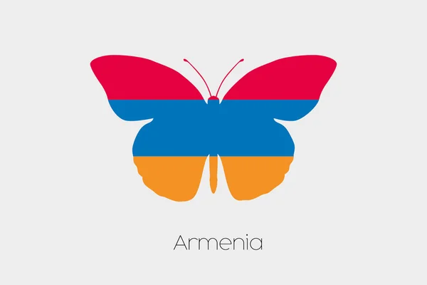 Mariposa con la bandera de Armenia — Vector de stock