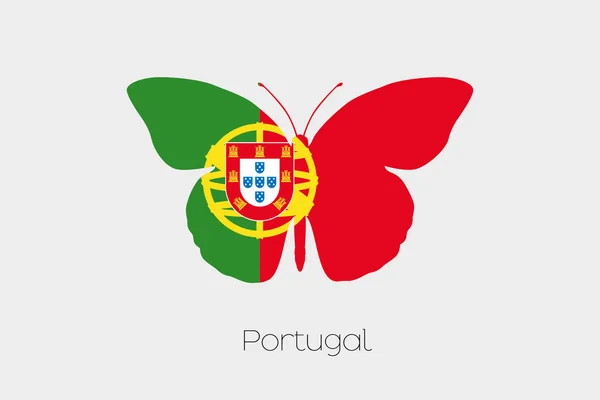 ポルトガルの旗と蝶します。 — ストックベクタ