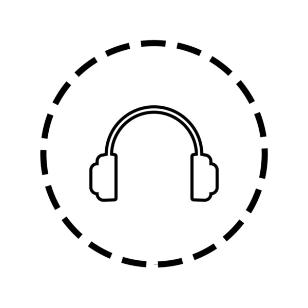 Icon Outline within a dotted circle - Headphones — Stock Vector