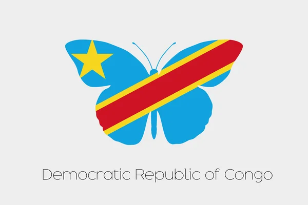 Butterfly with the flag of Democratic Republic of Congo — Stock Vector