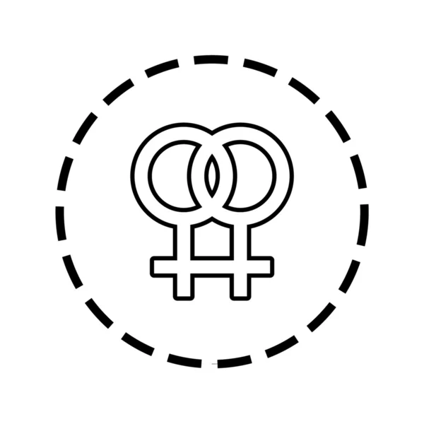 Icon Outline within a dotted circle - Lesbian — Stock Vector