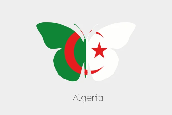 Papillon avec le drapeau d'Algérie — Image vectorielle