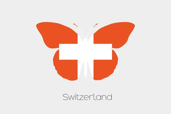 Fjäril med flaggan i Schweiz — Stock vektor