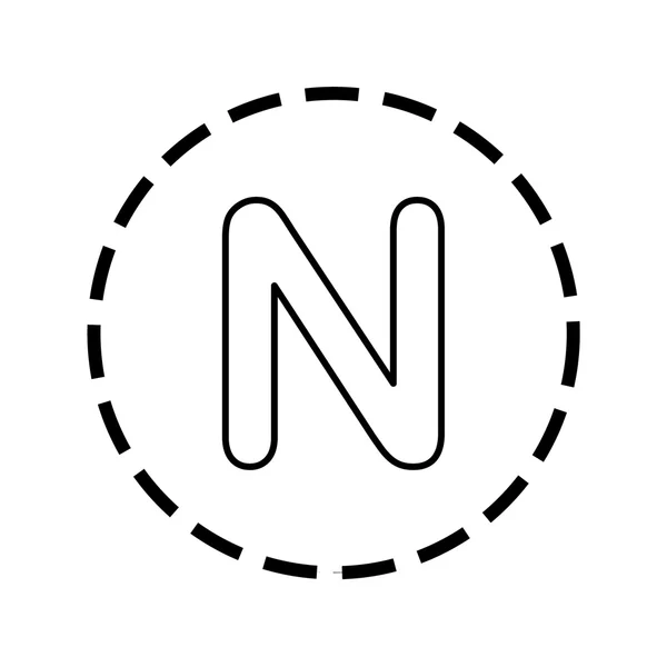 Icono Esquema dentro de un círculo de puntos - N — Vector de stock