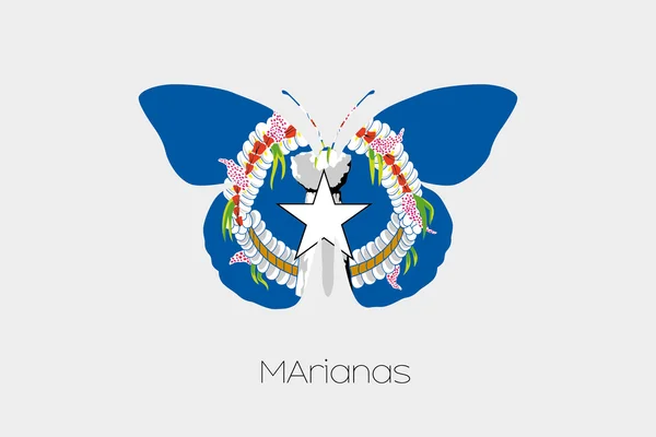 Butterfly met de vlag van Marianen — Stockvector