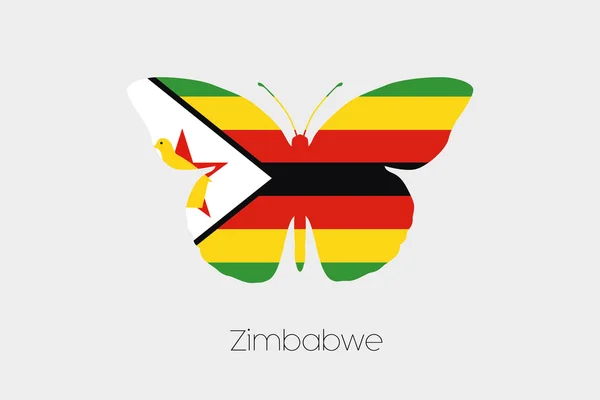짐바브웨의 국기와 나비 — 스톡 벡터
