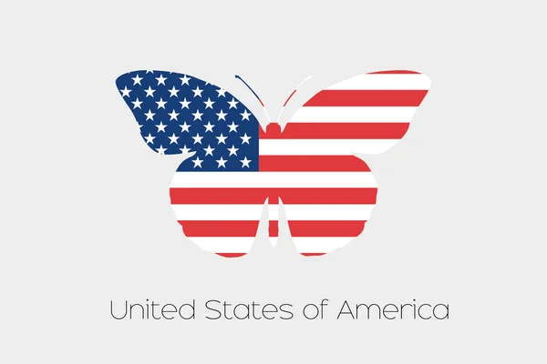 Butterfly met de vlag van Verenigde Staten van Amerika — Stockvector