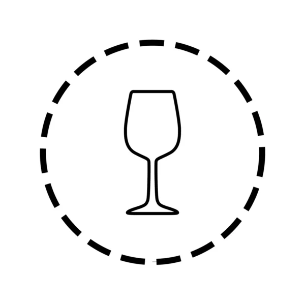 Icon Outline within a dotted circle - Wine Glass — Stock Vector